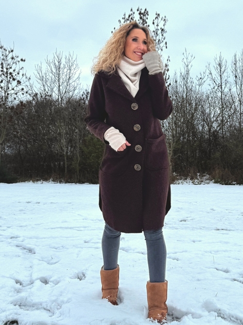 Kabát pařená vlna tmavě hnědý