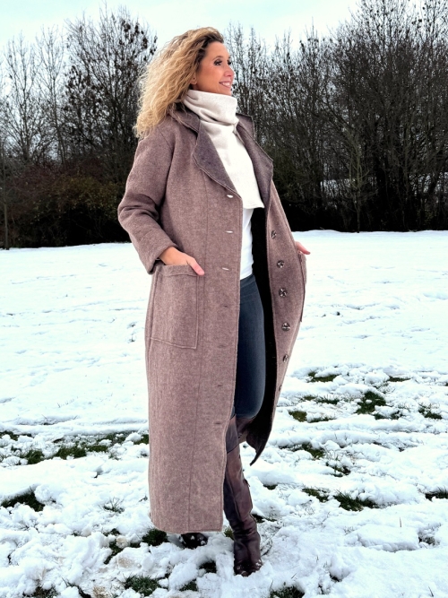 Zimní kabát pařená vlna světle hnědý