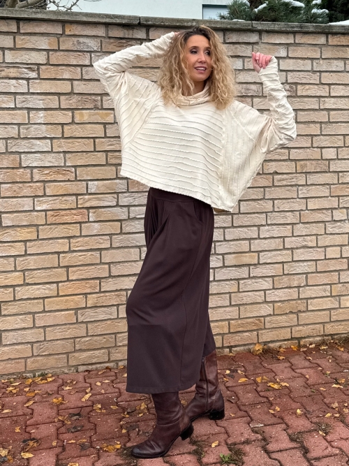 Kalhotová sukně maxi hnědá čokoláda