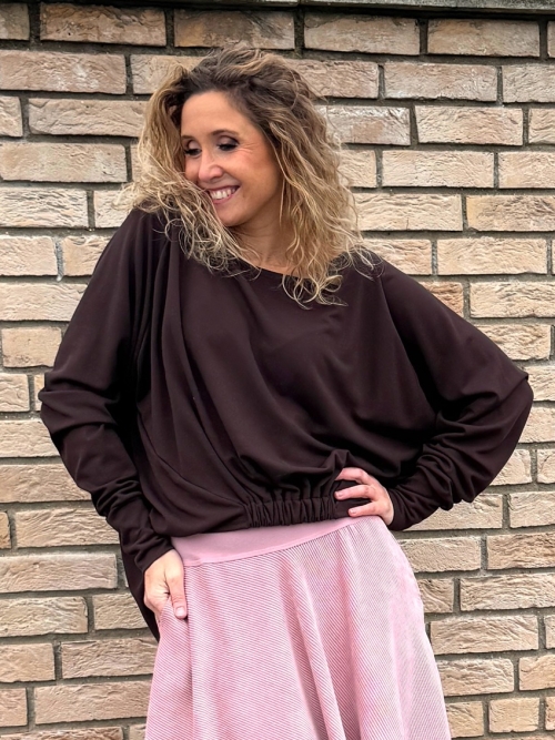 Volná tunika s gumou hnědá