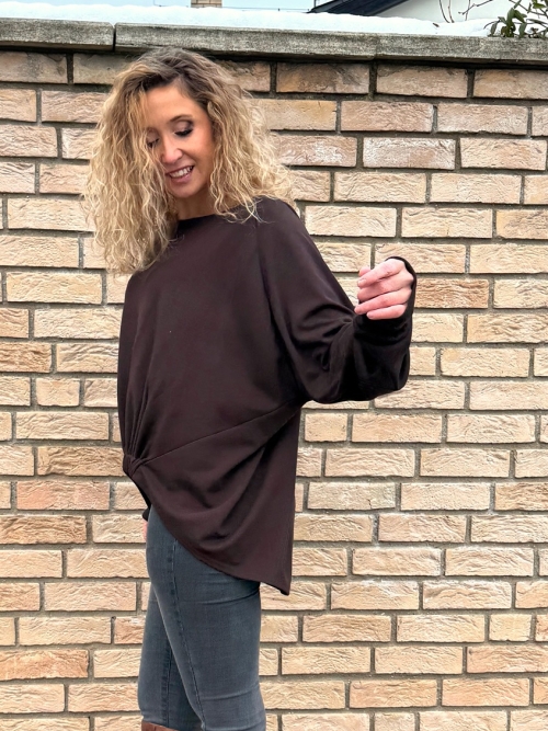 Volná tunika s gumou hnědá