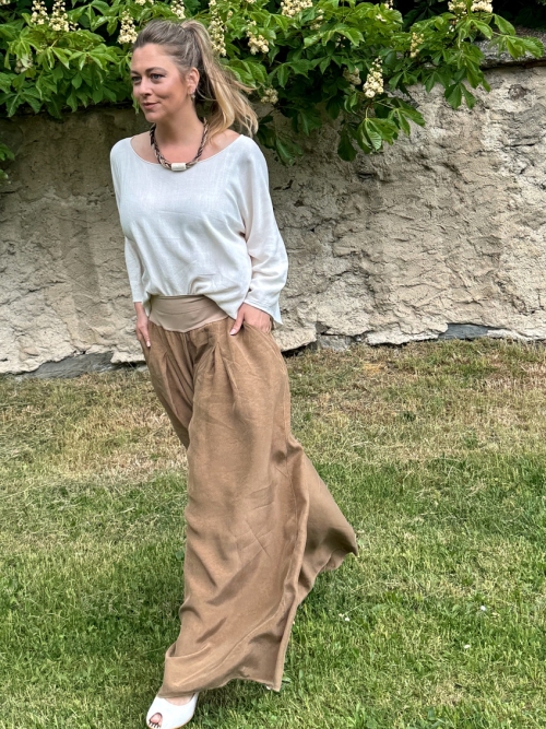 Kalhotová sukně světle hnědé cupro