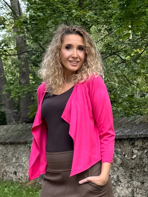 Krátký cyklámen kardigan