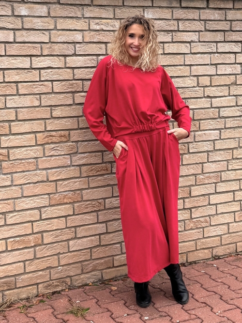 Kalhotová sukně maxi tmavě červená