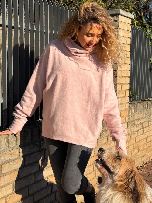 Bavlněná fleecová mikina růžová