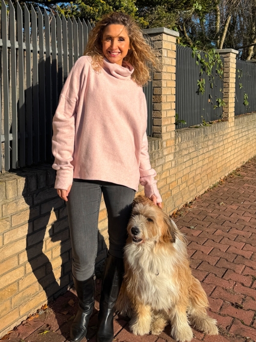 Bavlněná fleecová mikina růžová