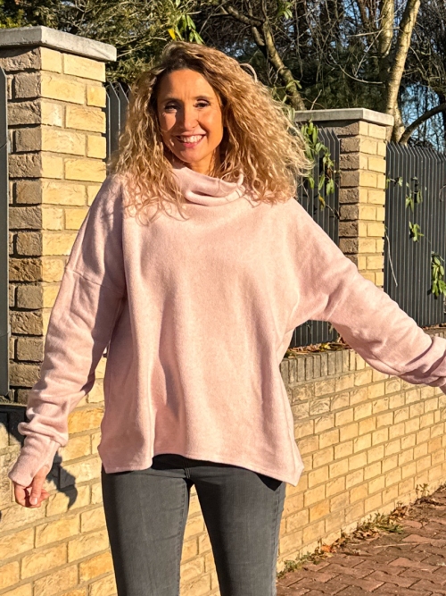 Bavlněná fleecová mikina růžová