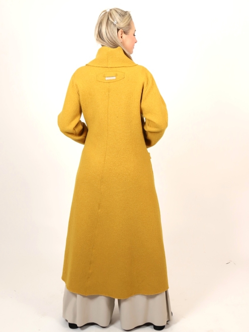 Zimní kabát pařená vlna tmavě žlutá