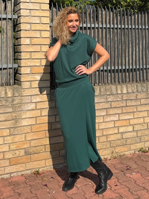 Šaty se zavinovací sukní dlouhé tmavě zelené